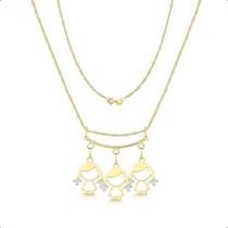 Cordão 45cm Com Canga E Pingentes filhos Ouro 18k