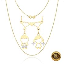 Cordão 45cm Com Canga E Pingentes filhos Ouro 18k