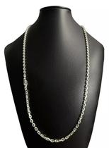 Cordão 4mm cadeado banhado a prata 925