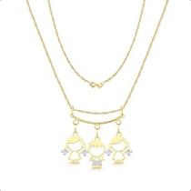 Cordão 50cm Com Canga E Pingentes filhos Ouro 18k