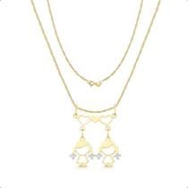 Cordão 50cm Com Canga E Pingentes filhos Ouro 18k