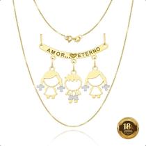 Cordão 50cm Com Canga E Pingentes filhos Ouro 18k