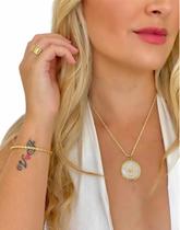 Cordão 5mm Baiano Feminino Pingente e Pulseira Banhado Ouro