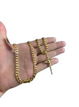 Cordão 6mm Pit Bull + Pingente Crucifixo 3d Banhado Ouro 18k