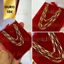 Cordão 70CM Ouro 18k Masculino Tijolinho Oca Cordão Colar