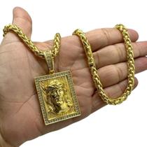Cordão 8Mm Peruano + Pingente Jesus - Banhado A Ouro Cordão 8Mm Peruano + Pingente Jesus - Banhado A Ouro