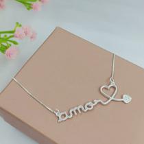 Cordão amor 44cm + 3cm prata 925 602689