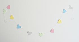 Cordão Baby Parede D131 Candy Collors Madeira Varal Mdf Coração Colorido Quarto Infantil 1.5 Mts