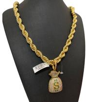 Cordão Baiano 13mm + Pingente Cifrão - Banhado a Ouro Cordão Baiano 13mm + Pingente Cifrão - Banhado a Ouro