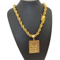 Cordão Baiano 13Mm + Pingente Fé Diamante - Banhado A Ouro Cordão Baiano 13Mm + Pingente Fé Diamante - Banhado A Ouro