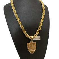 Cordão Baiano 13Mm + Pingente Flamengo - Banhado A Ouro