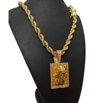 Cordão Baiano 13Mm + Pingente Jesus Zeus - Banhado A Ouro