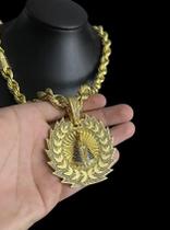 Cordão Baiano 13Mm + Pingente Nossa Senhora Banhando A Ouro