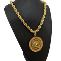 Cordão Baiano 13mm + Pingente Roleta Cassino Banhado a Ouro Cordão Baiano 13mm + Pingente Roleta Cassino Banhado a Ouro