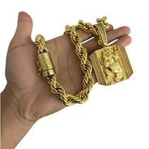 Cordão Baiano 15mm + Pingente Tigrinho - Banhado a Ouro 18k Cordão Baiano 15mm + Pingente Tigrinho - Banhado a Ouro 18k