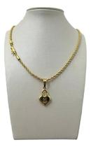 Cordão Baiano 3Mm Feminino + Pingente Coração Banhado 18K