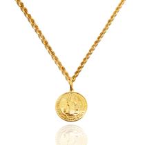 Cordão Baiano Com Pingente Medalha São Bento Ouro 18k 40 cm - AGAPRIME JOIAS