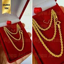 Cordão Baiano Ouro 18k 45cm Unissex Colar Torcido Ouro Masculino Feminino Cordão Baiano Ouro 18k 45cm Unissex Colar Torcido Ouro Masculino Feminino