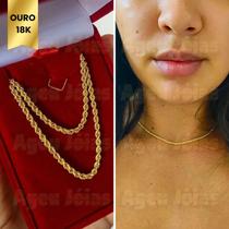 Cordão Baiano Ouro 18k Corrente Elo Baiano 40cm Unissex