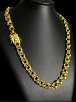 Cordão Banhado A Ouro 18k Friso 12mm Fecho Mão Orando