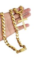 Cordão Banhado A Ouro 18K Friso Dupla Face 12Mm Com Pingente Cordão Banhado A Ouro 18K Friso Dupla Face 12Mm Com Pingente