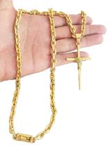 Cordão Banhado A Ouro 18K Modelo Cadeado 8Mm + Pingente Cruz