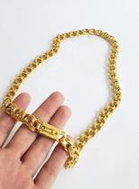 Cordão Banhado A Ouro 18k Modelo Friso Triplo 12mm Luxo