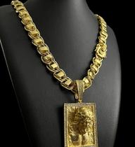 Cordão Banhado A Ouro - Dubai 15Mm + Pingente Zeus 3D