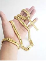 Cordão Banhado A Ouro Grumet Lacraia 13mm Pulseira Pingente