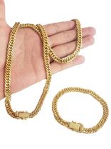 Cordão Banhado Ouro 18K Grumet Lacraia 10Mm Com Pulseira