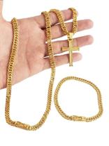 Cordão Banhado Ouro 18K Grumet Lacraia 7Mm Pingente+Pulseira