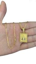 Cordão Cad Alongado 1mm + Pingente Nossa Sra Banhado A Ouro Cordão Cad Alongado 1mm + Pingente Nossa Sra Banhado A Ouro