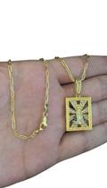 Cordão Cad Alongado 1mm + Pingente Nossa Sra Banhado A Ouro Cordão Cad Alongado 1mm + Pingente Nossa Sra Banhado A Ouro