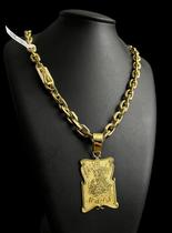 Cordão cadeado 12mm + pingente salve jorge - banhado a ouro Cordão cadeado 12mm + pingente salve jorge - banhado a ouro
