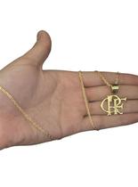 Cordão Cadeado 1Mm + Pingente Crf - Banhado A Ouro