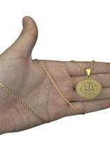 Cordão Cadeado 1Mm + Pingente Crf - Banhado A Ouro