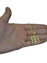Cordão Cadeado 1mm + Pingente Nossa Senhora - Banhado A Ouro Cordão Cadeado 1mm + Pingente Nossa Senhora - Banhado A Ouro