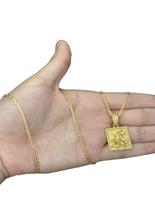 Cordão Cadeado 1mm + Pingente São Jorge - Banhado A Ouro