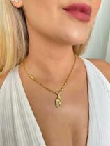 Cordão Cadeado 3mm Feminino Banhado Ouro 18k Pingente Cavalo Cordão Cadeado 3mm Feminino Banhado Ouro 18k Pingente Cavalo