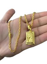 Cordão Cadeado 3mm + Pingente Jesus Banhado Ouro - Tojoia18k - Dourado