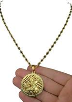 Cordão Cadeado 4Mm + Pingente São Jorge - Banhado A Ouro 18K