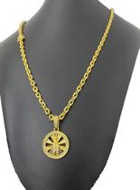 Cordão Cadeado 5Mm + Pingente Nossa Senhora - Banhado A Ouro Cordão Cadeado 5Mm + Pingente Nossa Senhora - Banhado A Ouro