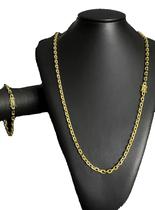 Cordão Cadeado 5mm + Pulseira - Nossa Senhora Banhado A Ouro