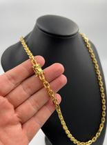 Cordão cadeado 6mm fecho mão rezando banhado Cordão cadeado 6mm fecho mão rezando banhado