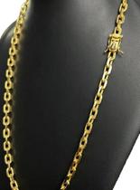 Cordão Cadeado 6Mm Fecho Santa Banhado A Ouro 18K