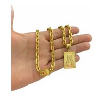 Cordão Cadeado 6mm + Pingente elos soldados