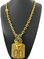 Cordão Cadeado 8mm + Pingente 00 Trevo - Banhado a Ouro 18k