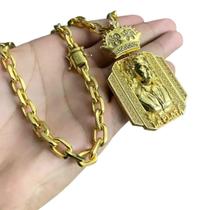 Cordão Cadeado 8Mm + Pingente La Plata - Banhado A Ouro 18K Cordão Cadeado 8Mm + Pingente La Plata - Banhado A Ouro 18K