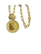 Cordão Cadeado Alongado 12Mm Pingente Pitbull Banhado A Ouro Cordão Cadeado Alongado 12Mm Pingente Pitbull Banhado A Ouro