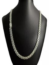 Cordão Cadeado Duplo 10Mm Banhado A Prata 925